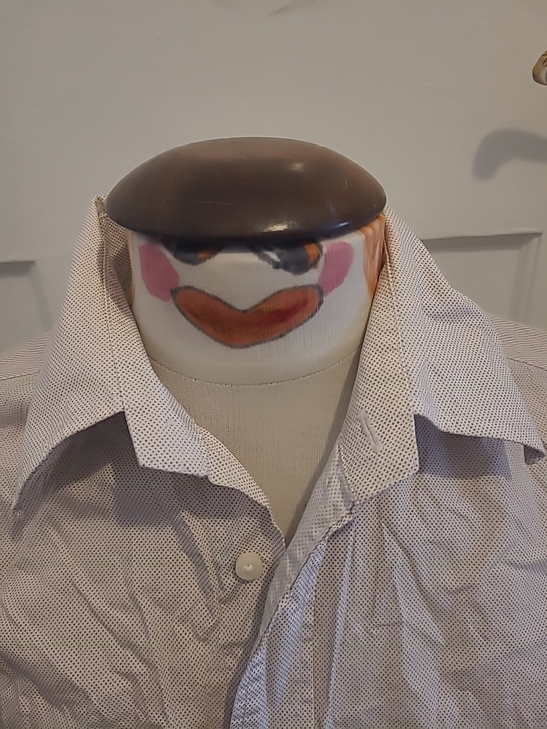 Mens Blaq Size Small Beige Grey Dotted Long Sleeved Shirt