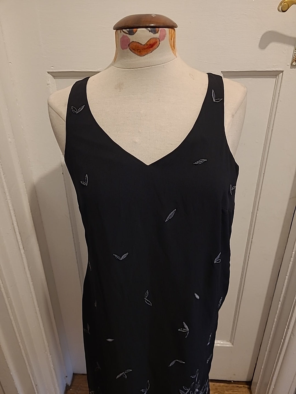 Ladies Next Size 10 Black Lined Sleeveless Detailed Dress