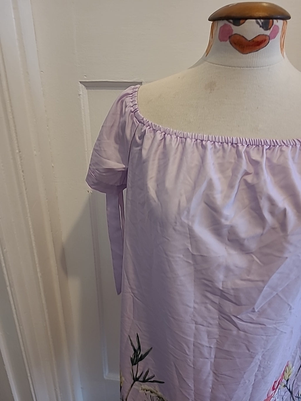 Ladies Shein Dress Size XL(16) Lilac Floral  Off The Shoulders