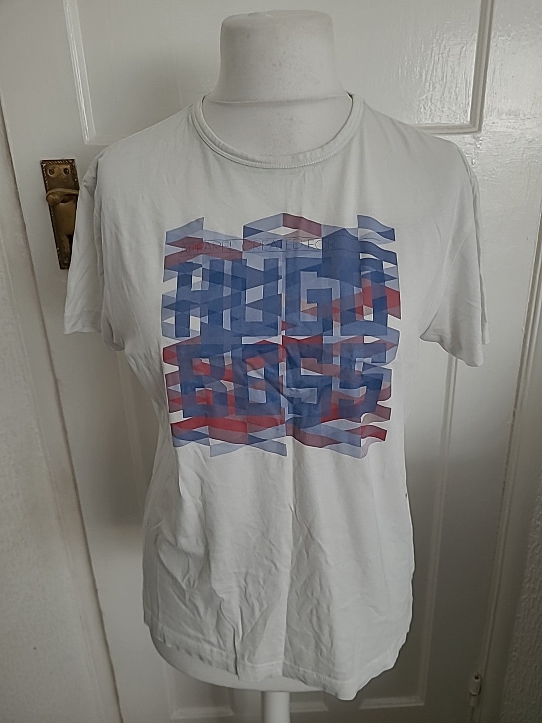 Mens Hugo Boss Size Medium White Short Sleeve Round Neck T-shirt