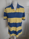 Mens M&S Size L Reg Yellow And Blue Striped Short Sleeved Polo