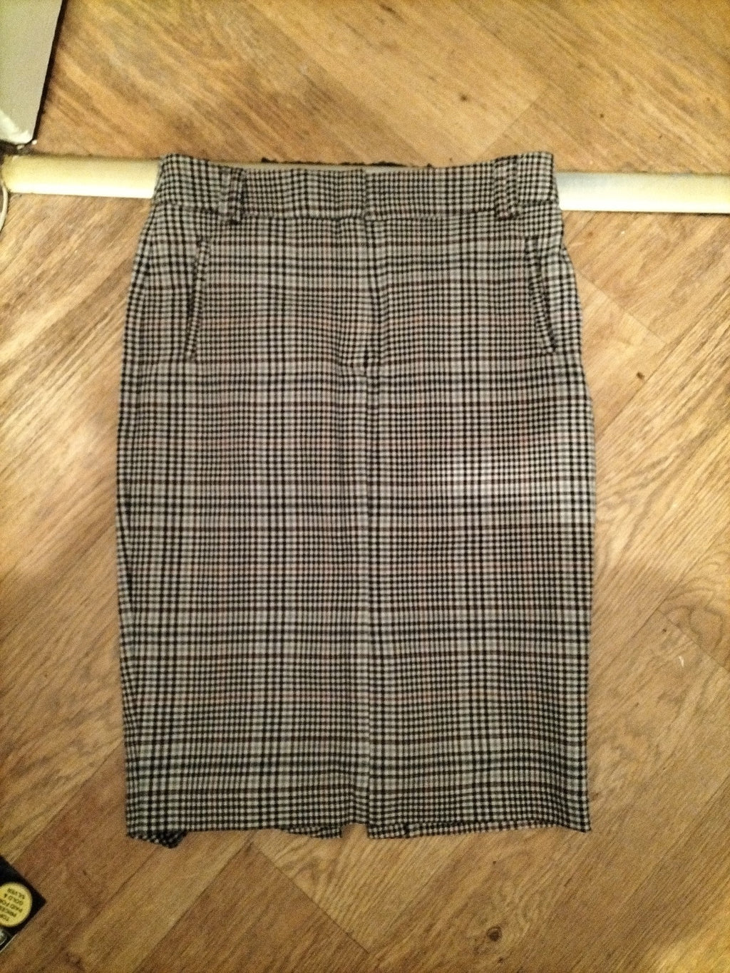 Ladies Marks And Spencer Size 10 Grey Mix Check Lined Skirt Length 24 Inch