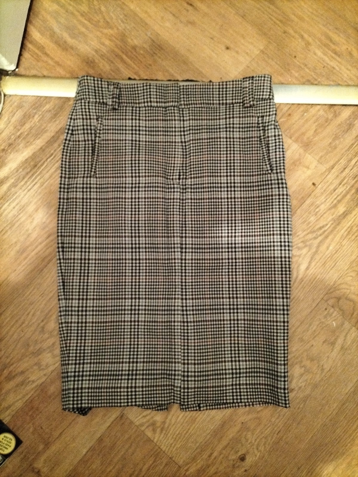 Ladies Marks And Spencer Size 10 Grey Mix Check Lined Skirt Length 24 Inch