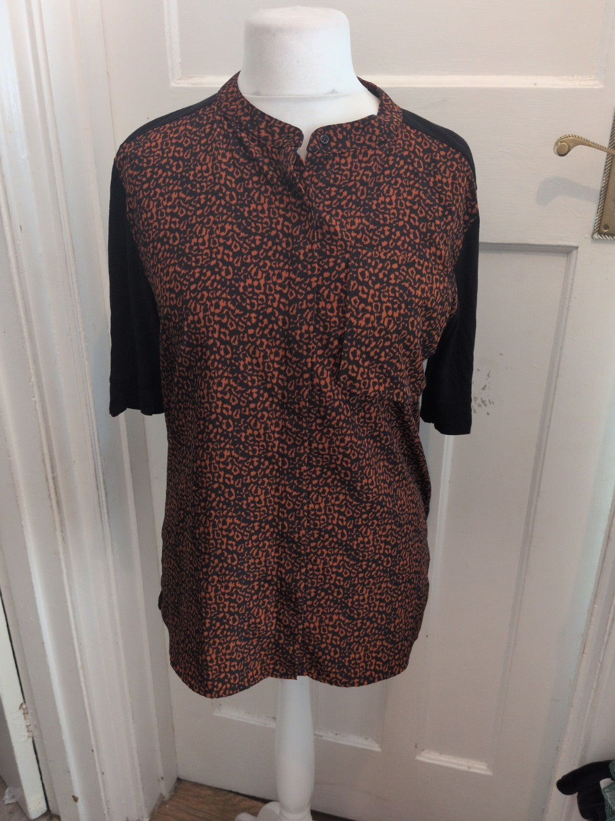 Next 12 Brown And Black Leopard Print Long Sleeve Blouse