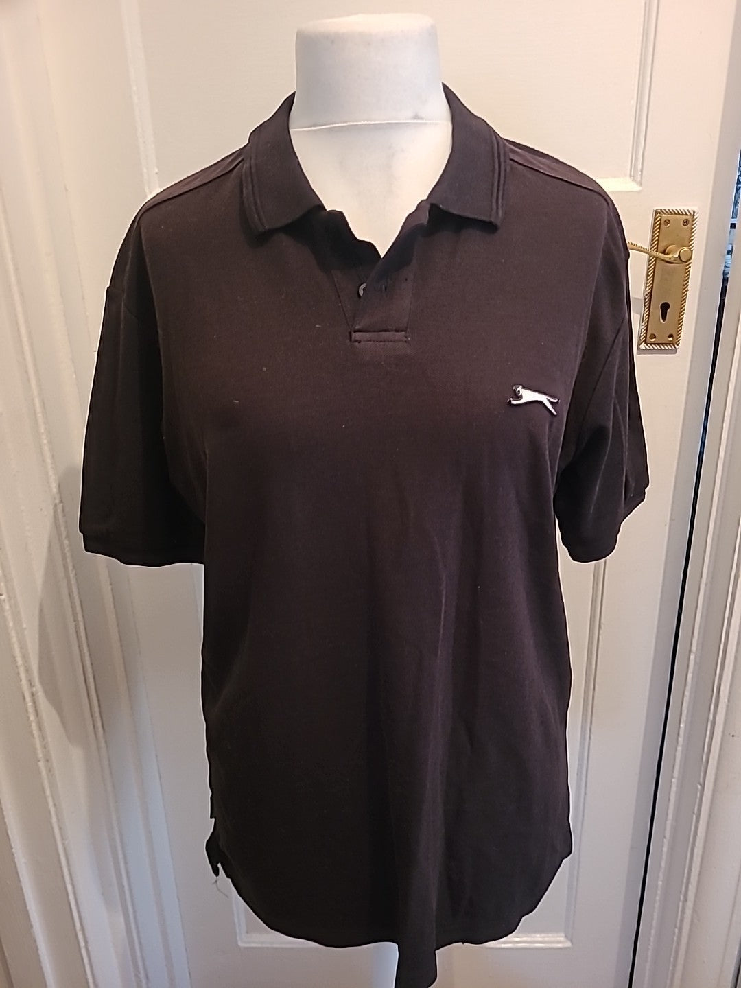 Mens Slazenger Size L Black Short Sleeved Polo