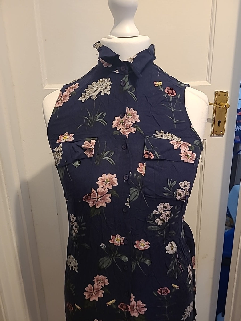 Ladies Redherring Size 8 Navy Floral Sleeveless Dress