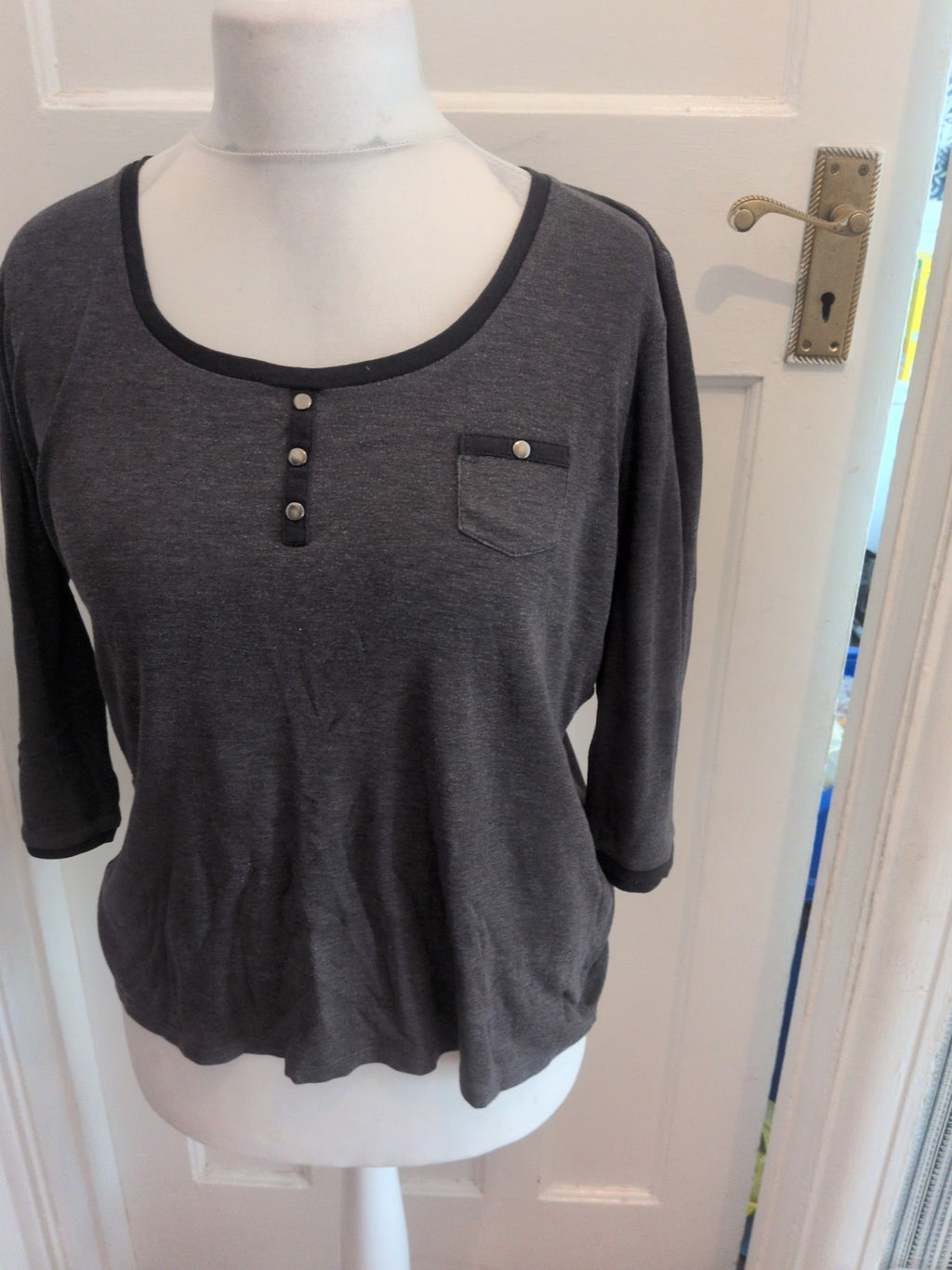 Marks And Spencer 16 Charcoal Half Sleeve T-shirt
