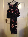 Ladies Ad Lib Size 8 Black Floral Long Dress