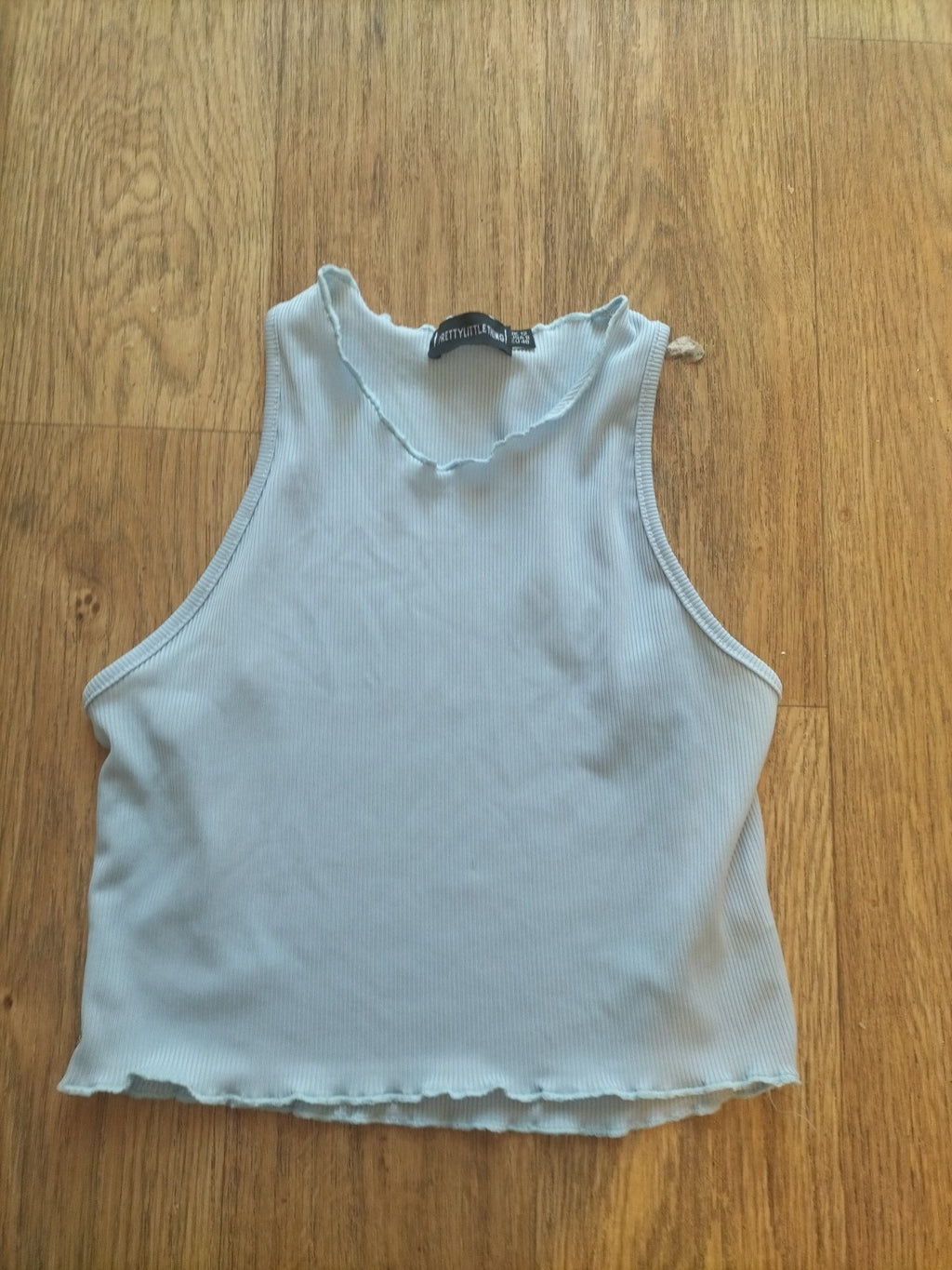 Ladies Prettylittlething Size 12 Blue Ribbed Sleeveless Crop Top