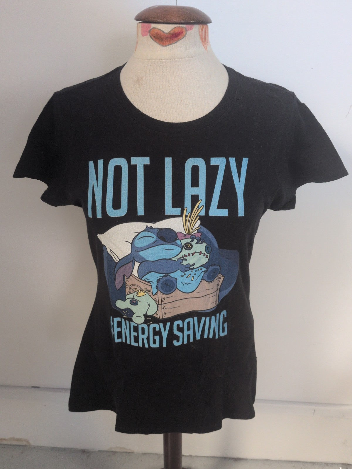 Ladies Port And Company Medium Black Stitch Print Short Sleeve T-shirt