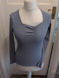 Ladies Tu Size 10 Blue Long Sleeve V Neck Top