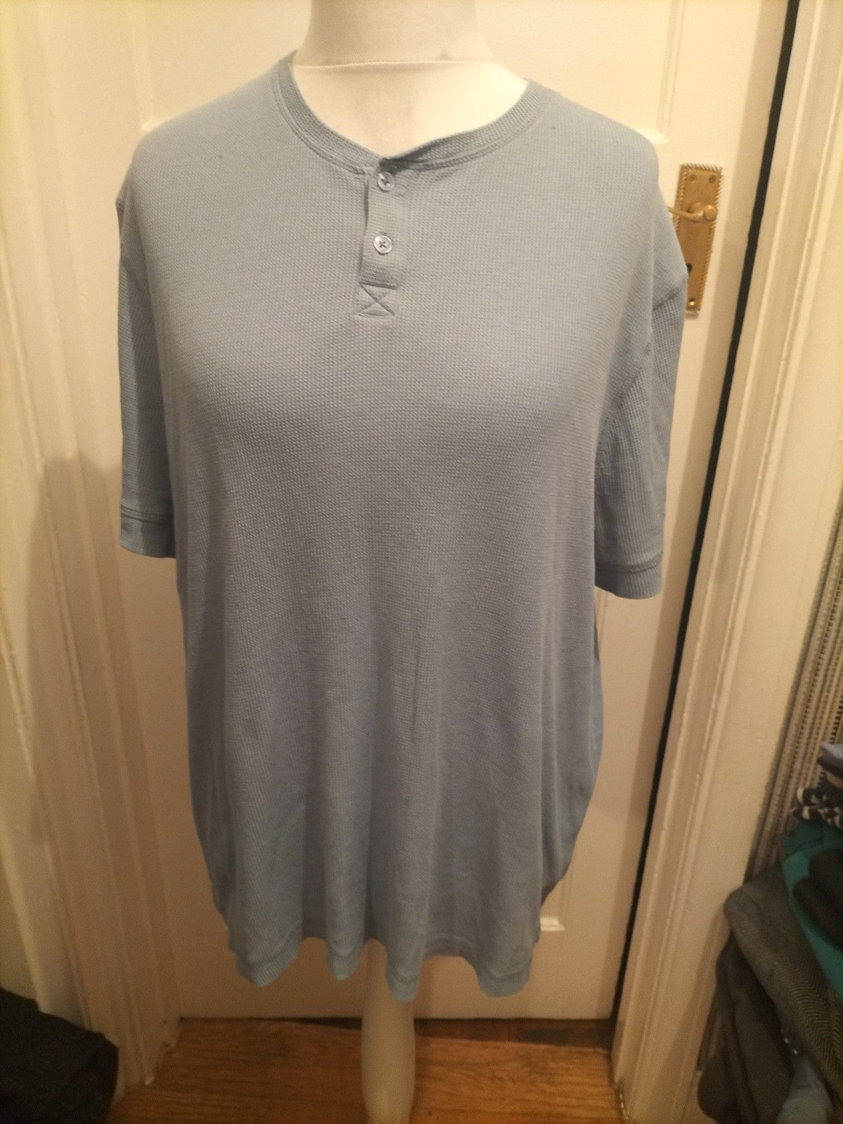 Mens Tu Size L Blue Textured Short Sleeved Pyjama Top
