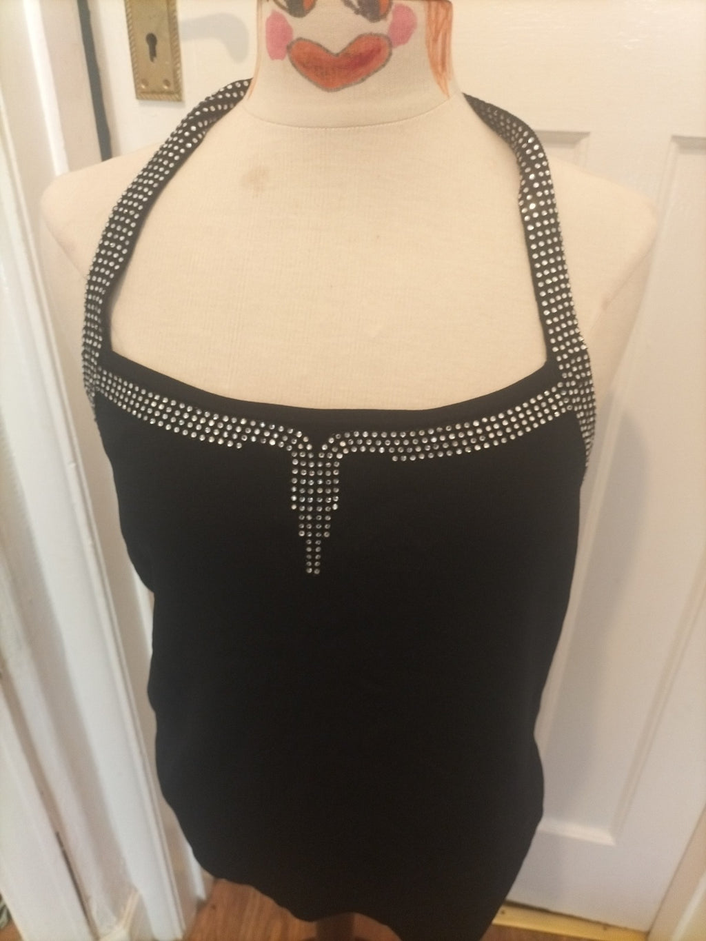 Ladies Sky Design Size 3 Black Sleeveless Diamonte Halterneck