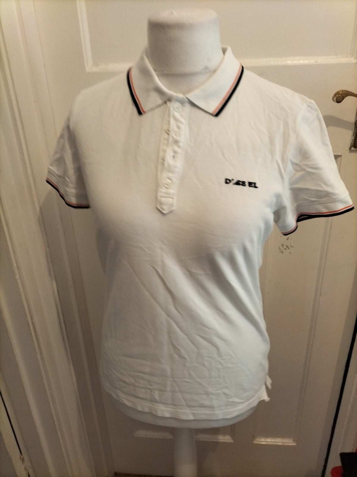 Mens Diesel Size M White Short Sleeved Polo