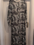 Ladies Primark Size Medium Green Toned Mesh Lined Long Sleeve Long Length Dress