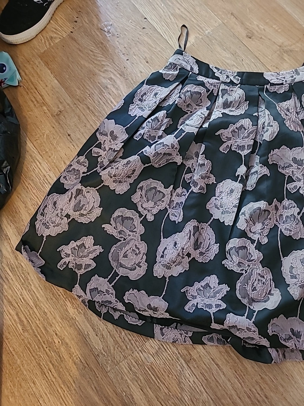 Ladies John Rocha Size 8 Beige Grey Floral Floral Lined Skirt