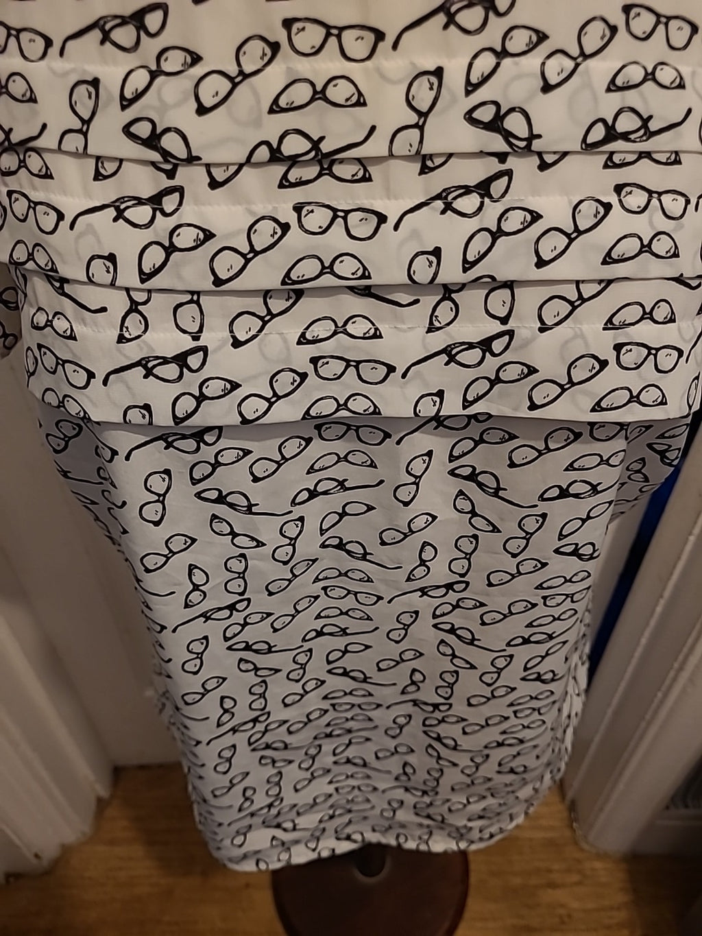 Ladies Marks And Spencer Size 14 Ivory Black "Glasses" Short Sleeved Blouse