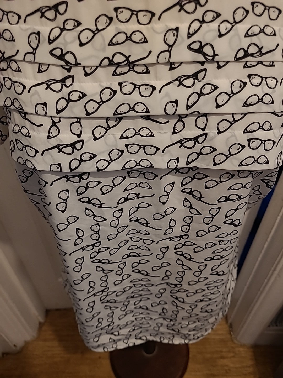Ladies Marks And Spencer Size 14 Ivory Black "Glasses" Short Sleeved Blouse
