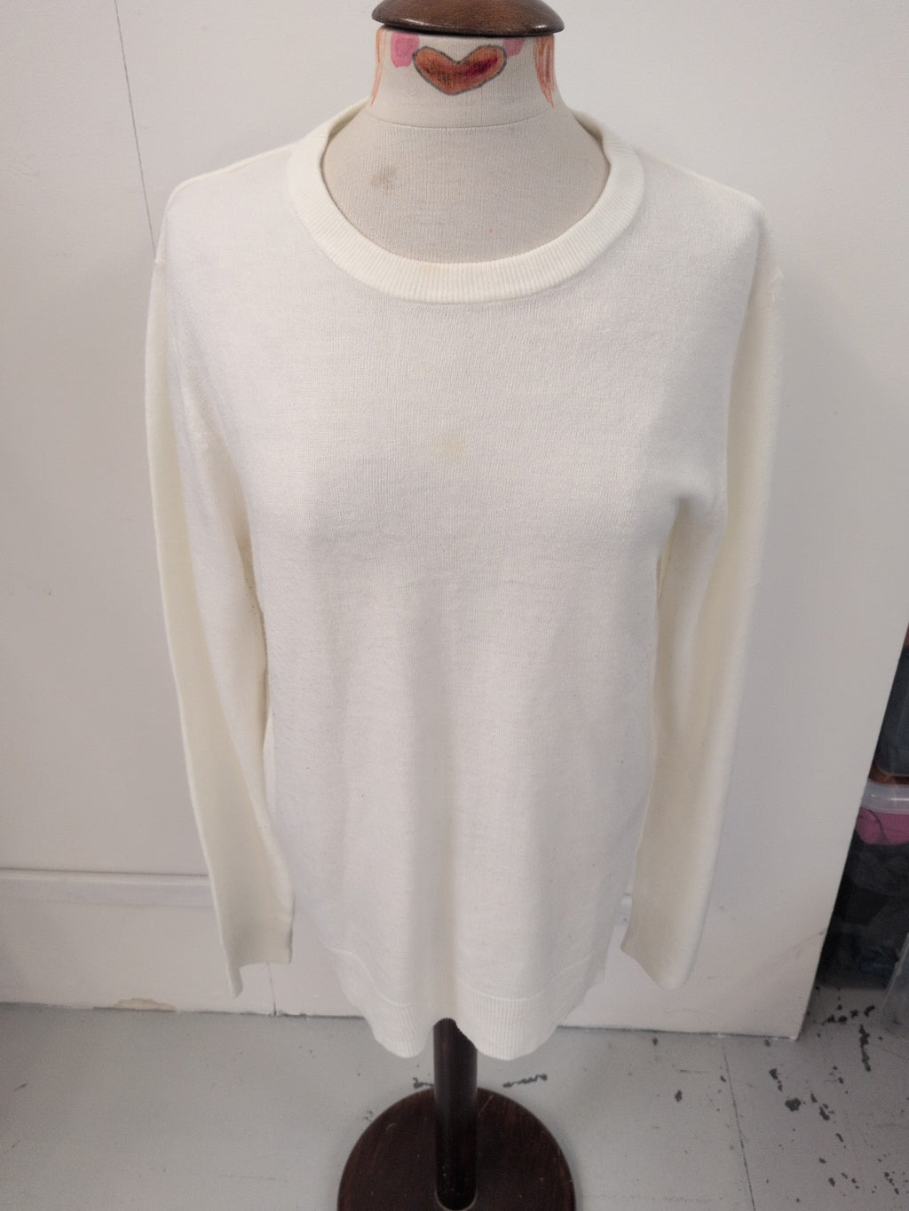 Primark Medium Long Sleeve Winter White Jumper Small Faint Mark On Middle