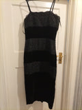 Ladies Medium Black Floral Lace Detailed Sleeveless Dress