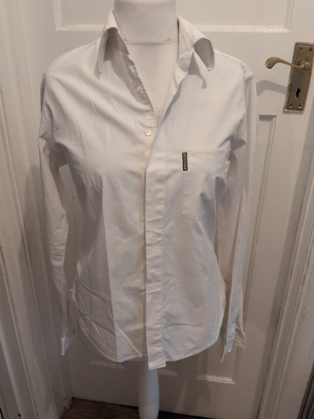 Aj Armani Jeans Large White Long Sleeve Shirt(Couple Small Marks)