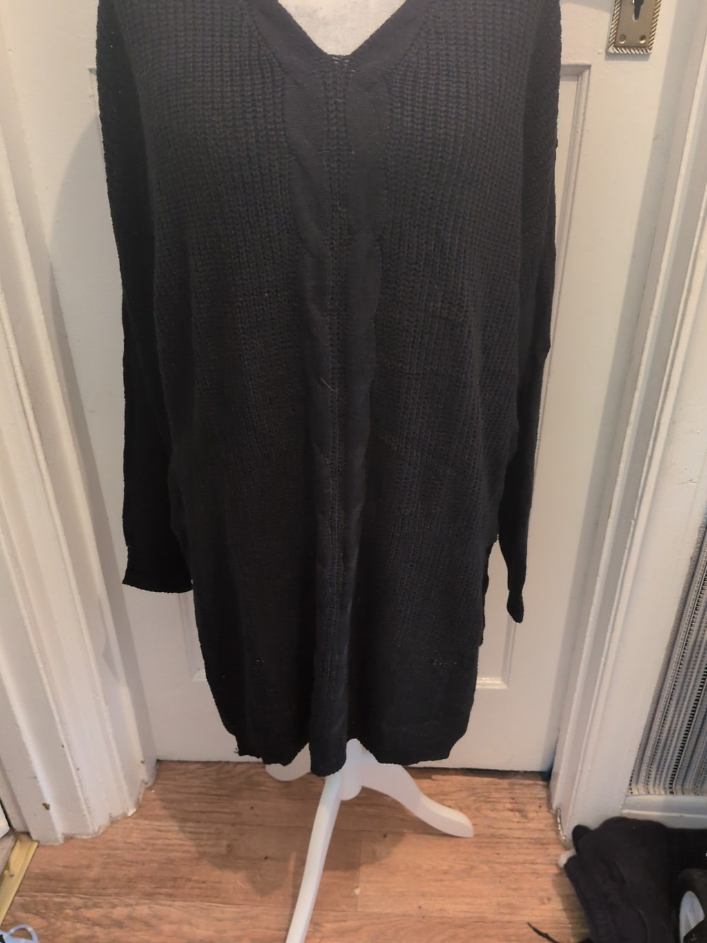 4XL Black Long Sleeve V Neck Jumper