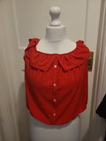 Ladies Clockhouse Size XL Red Elasticated Hem Short Sleeved Top