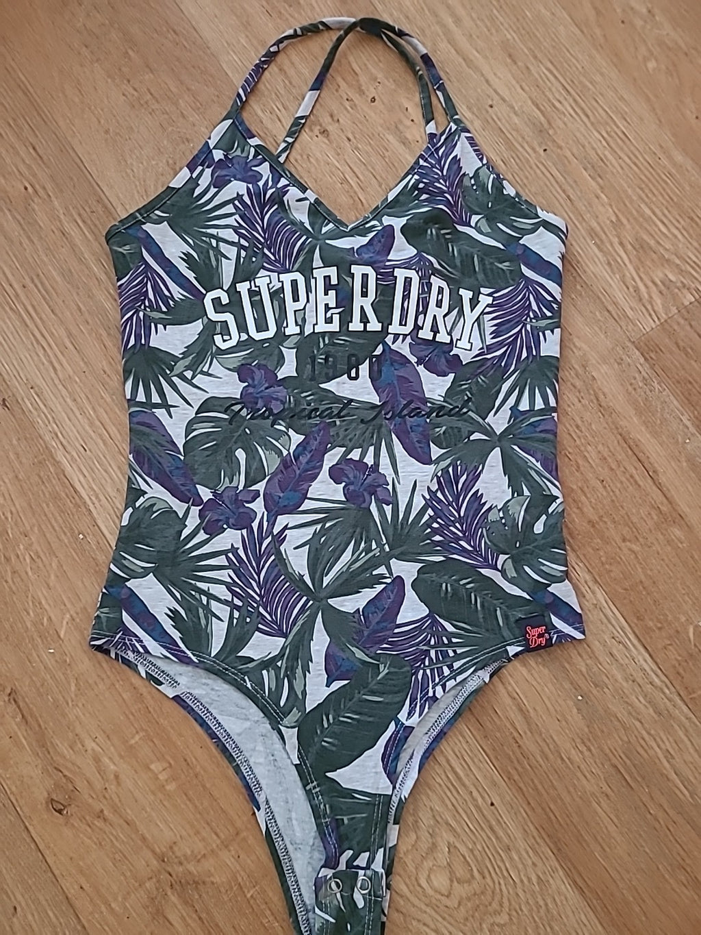 Ladies Superdry Size Small Green Purple Sleeveless Bodysuit