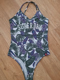 Ladies Superdry Size Small Green Purple Sleeveless Bodysuit