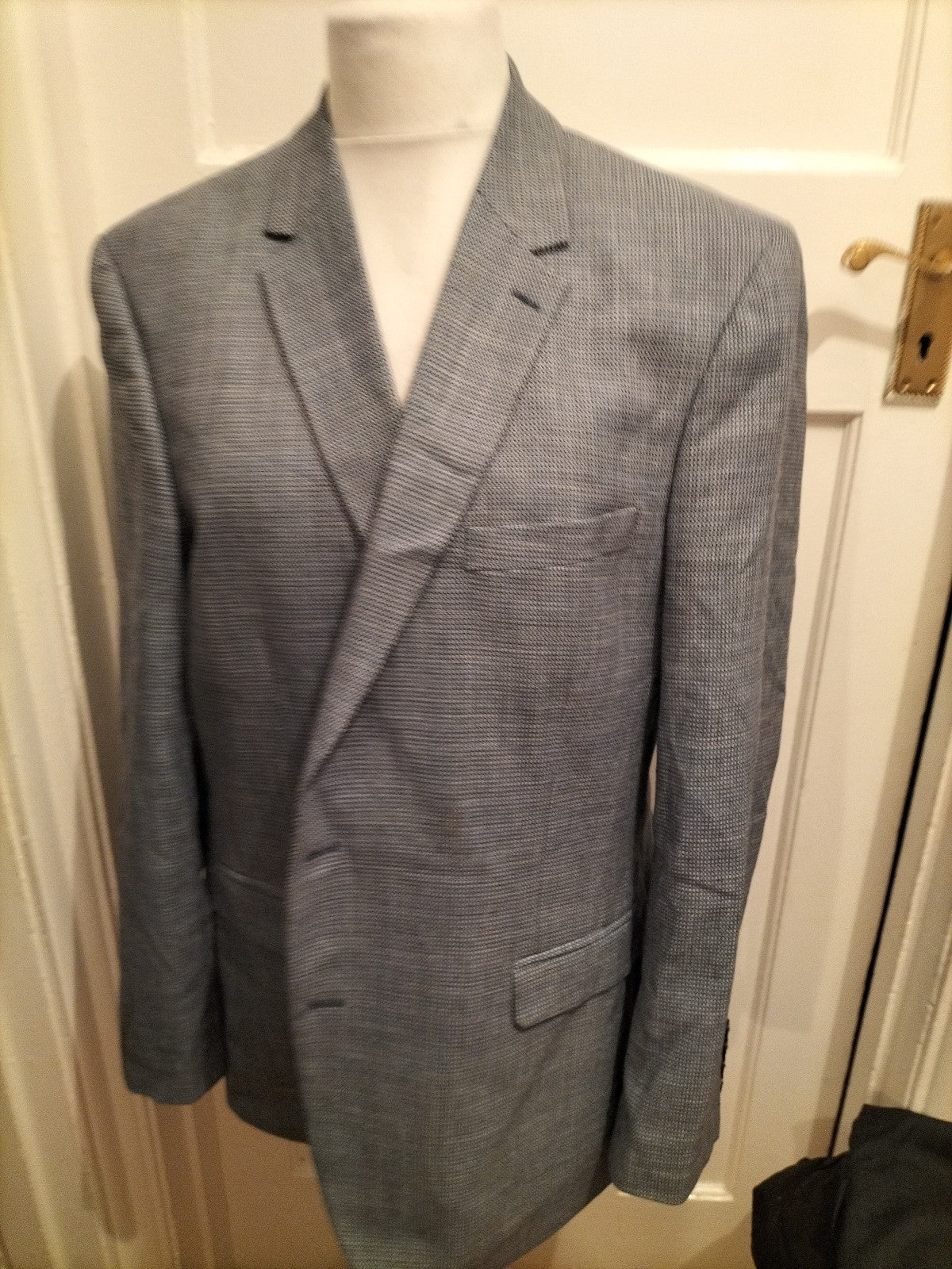 Mens Marks and Spencer Size 46m Blue Patterned Suit Jacket