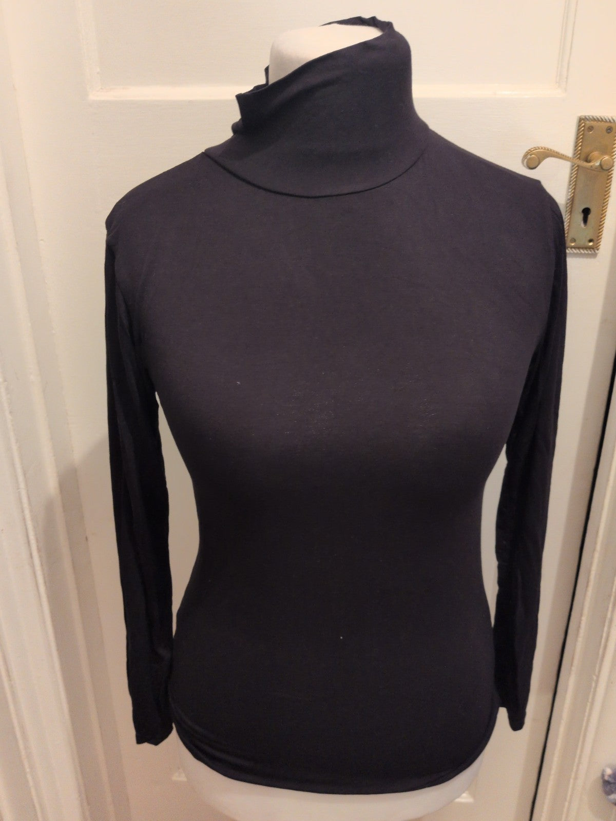 Medium Ladies Black High Neck Long Sleeve T-shirt
