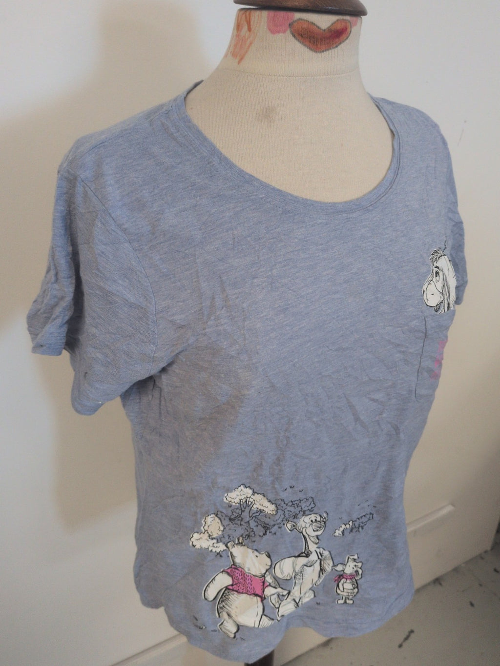 Ladies George Size 16-18 Blue Winnie The Pooh Print Short Sleeve T-shirt