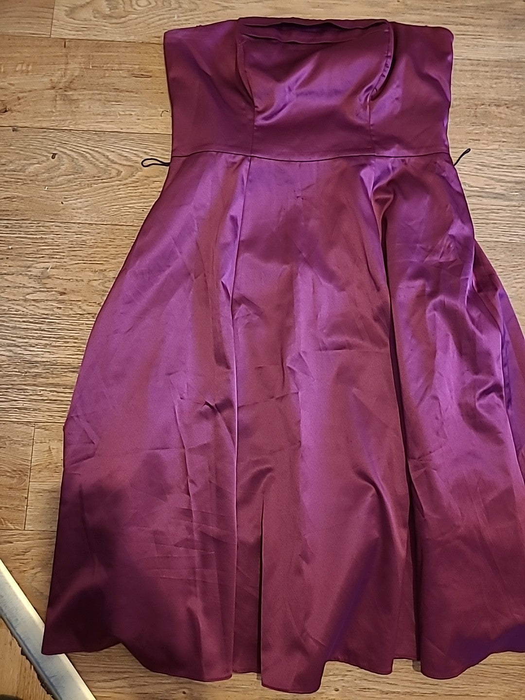 Ladies F&F Size 14 Burgundy Sleeveless Strapless Boned Flare Dress