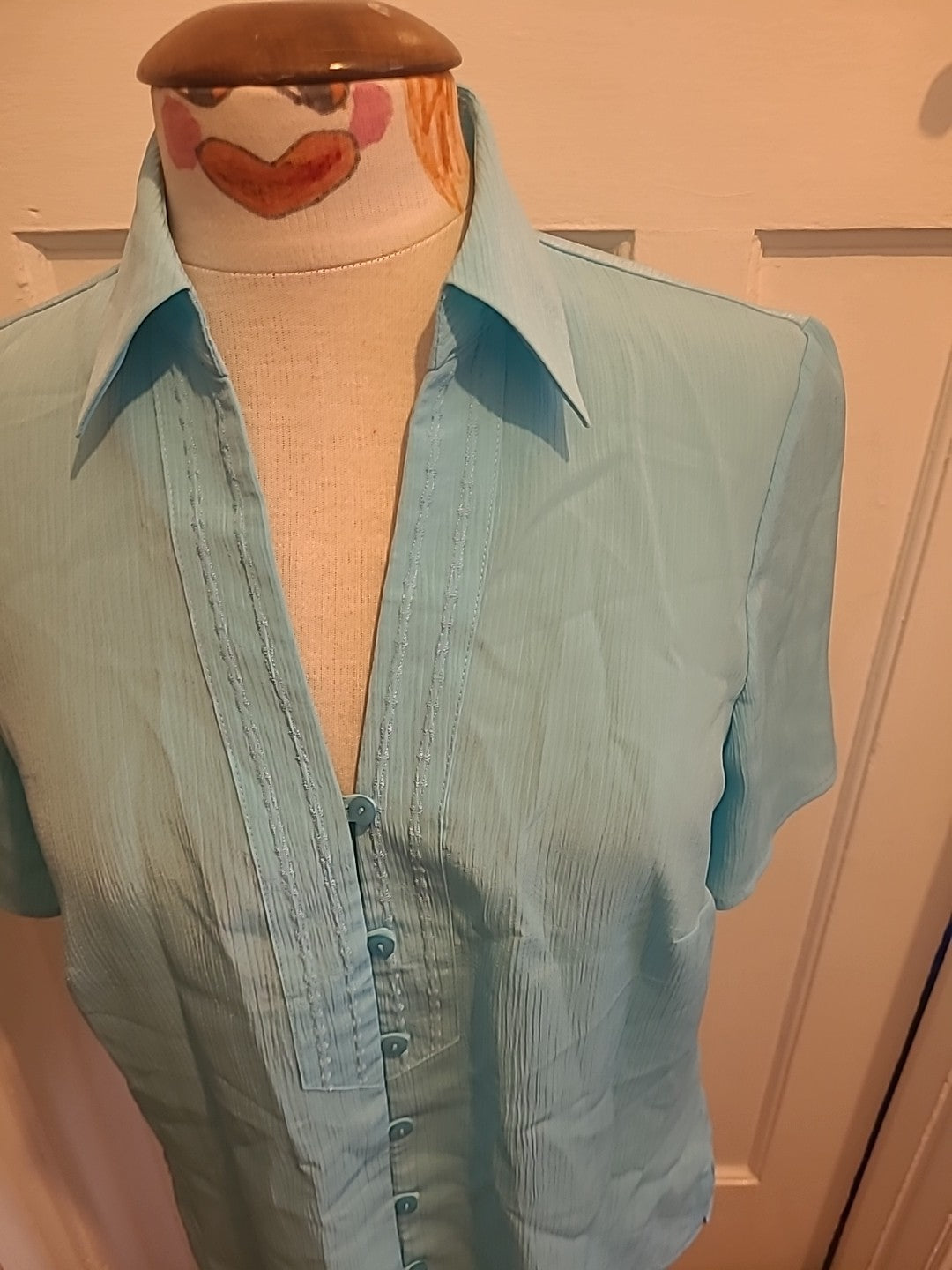 Marks And Spencer Size 12 Turquoise Short Sleeve Blouse