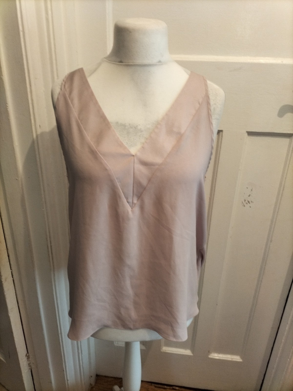 River Island 14 Natural V Neck Sleeveless Blouse