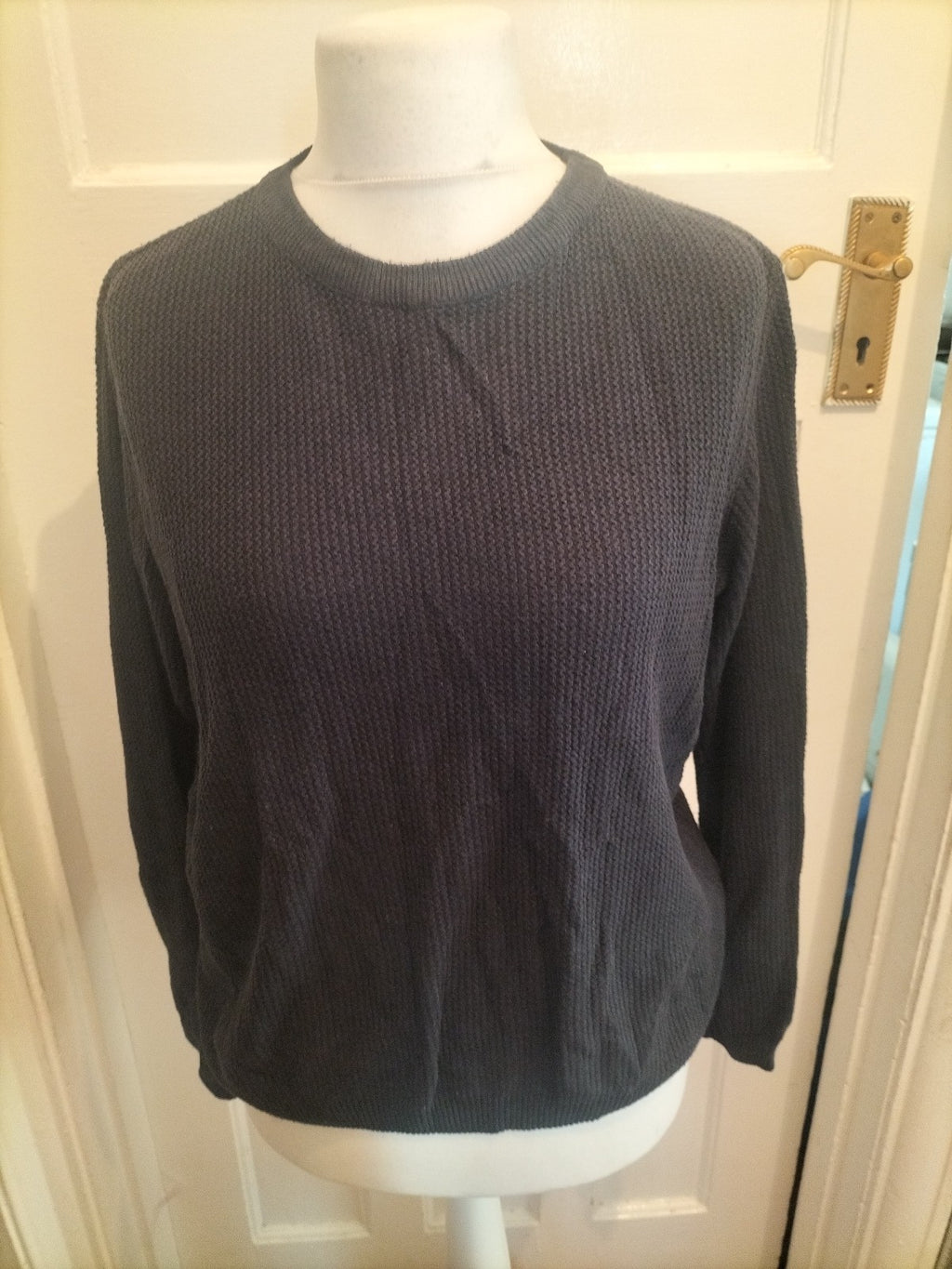 Mens River Island Size Small Navy Long Sleeved Textured Jumper