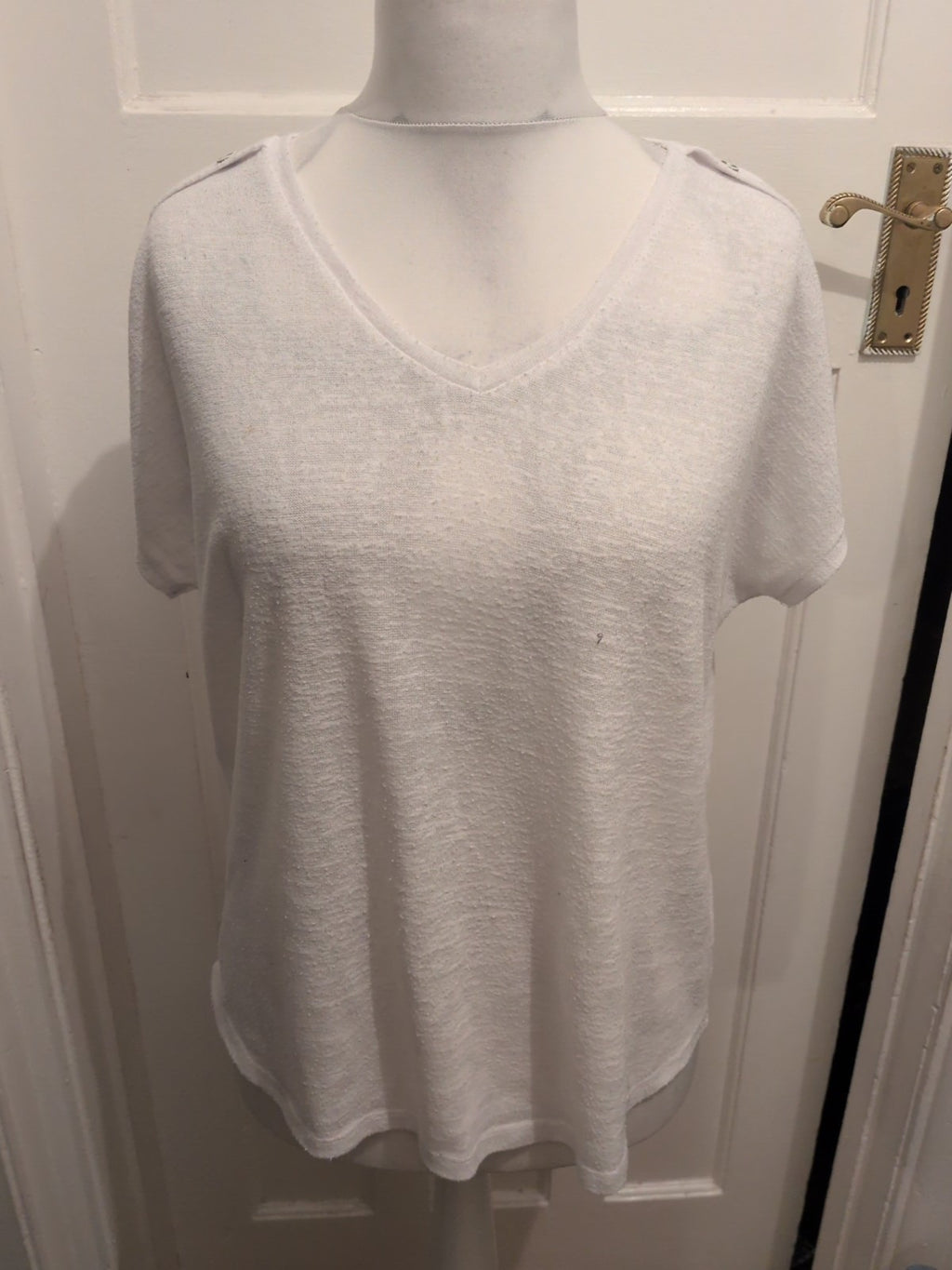 Suzanne Grae Large White Short Sleeve Blouse