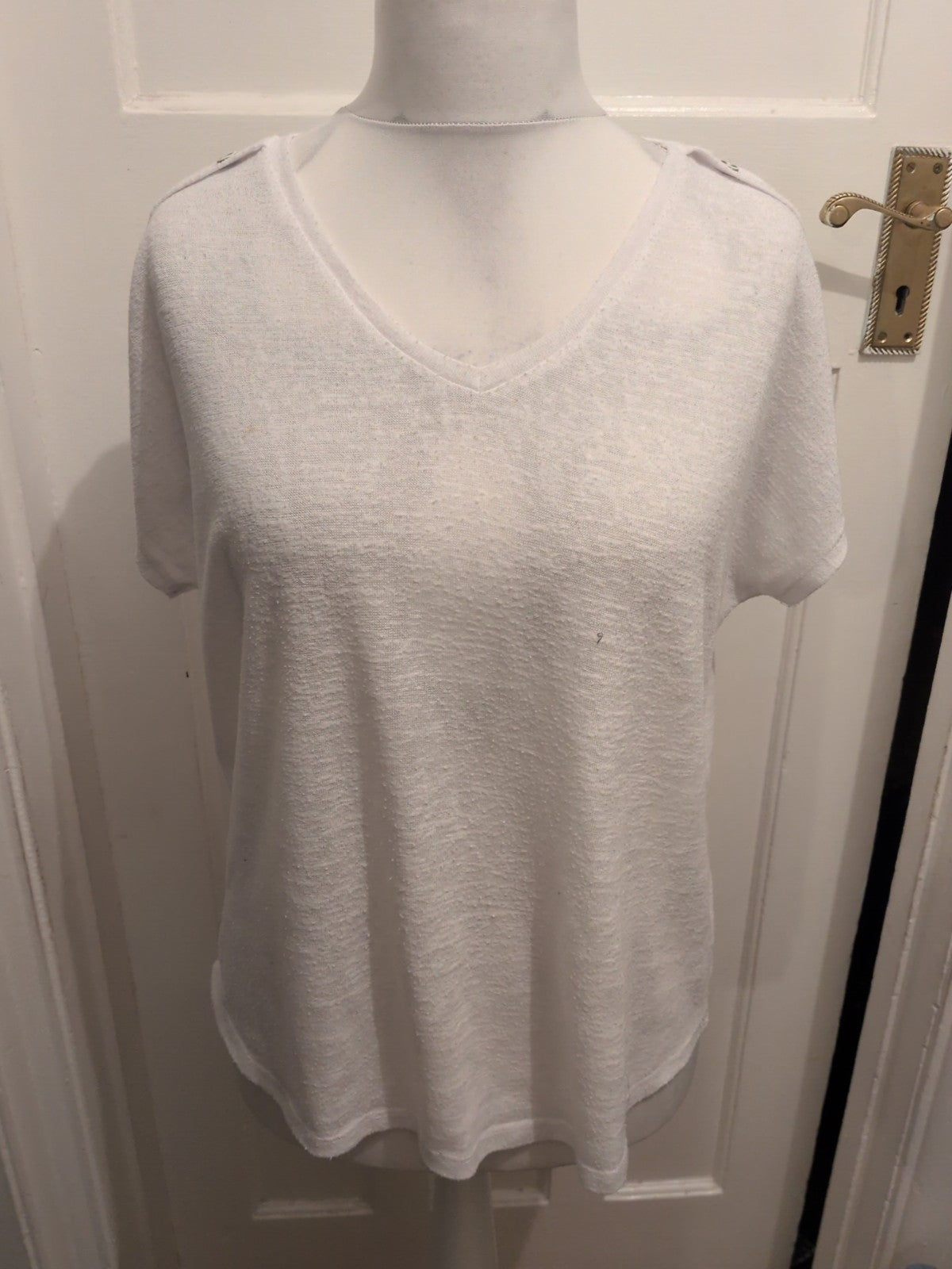 Suzanne Grae Large White Short Sleeve Blouse