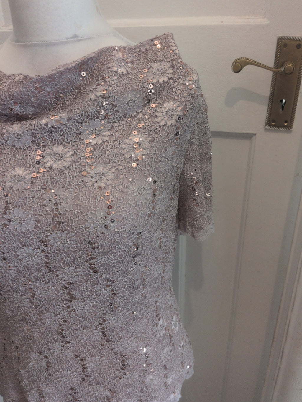 Jacques Vert 16 Grey Tinge Sequin Lined Blouse