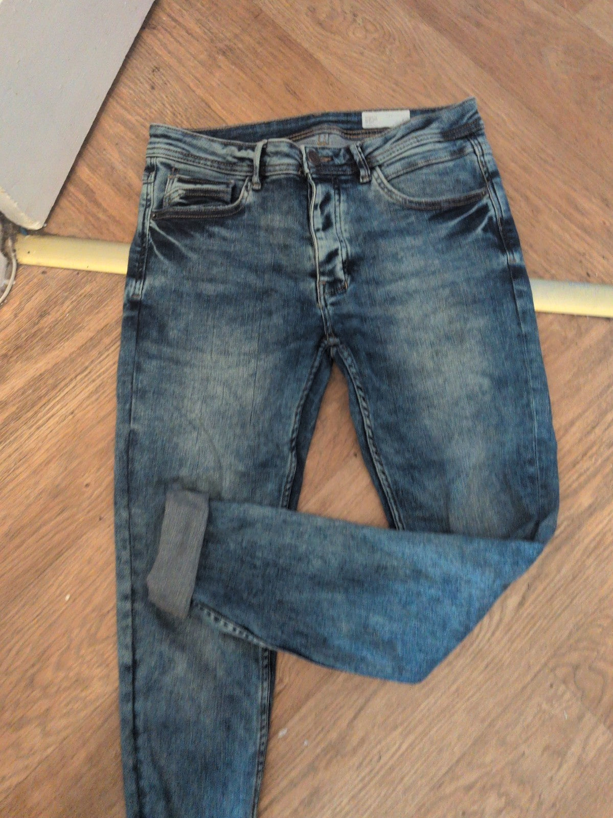 Mens Denim&Co Size 32/32L Skinny Stretch Blue Jeans