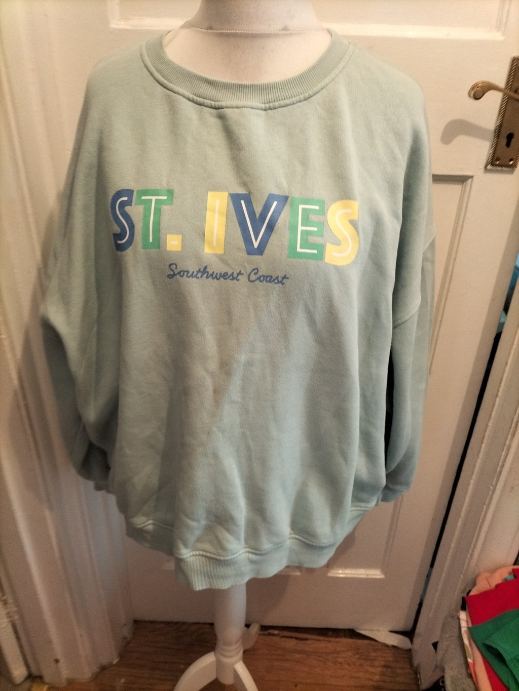Tu Woman XL Pale Blue Print Jumper Pullover Small Mark On Front