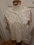 Ladies Primark Size 12/14 Beige And Cream Relaxed Fit Tshirt