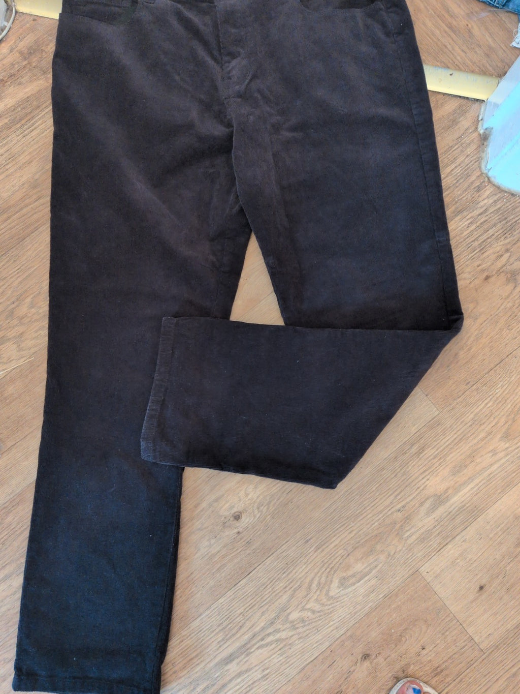 Tu Man 38W 32L Straight Fit Black Slight Rib Trousers Chino
