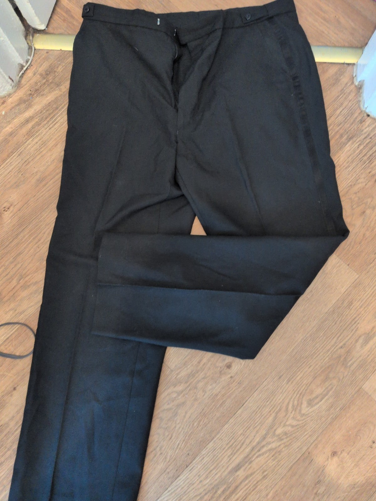 St Micheal 40x33 Wool Blend Black Smart Formal Trousers