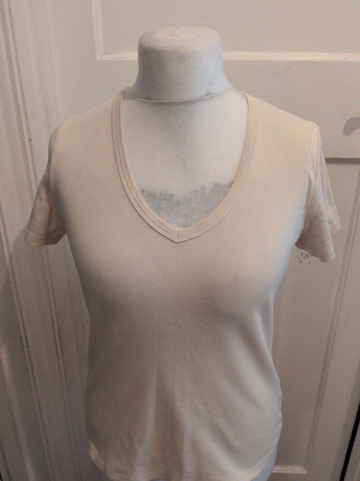 Ladies Marks And Spencer 14 Dark Cream Short Sleeve T-shirt