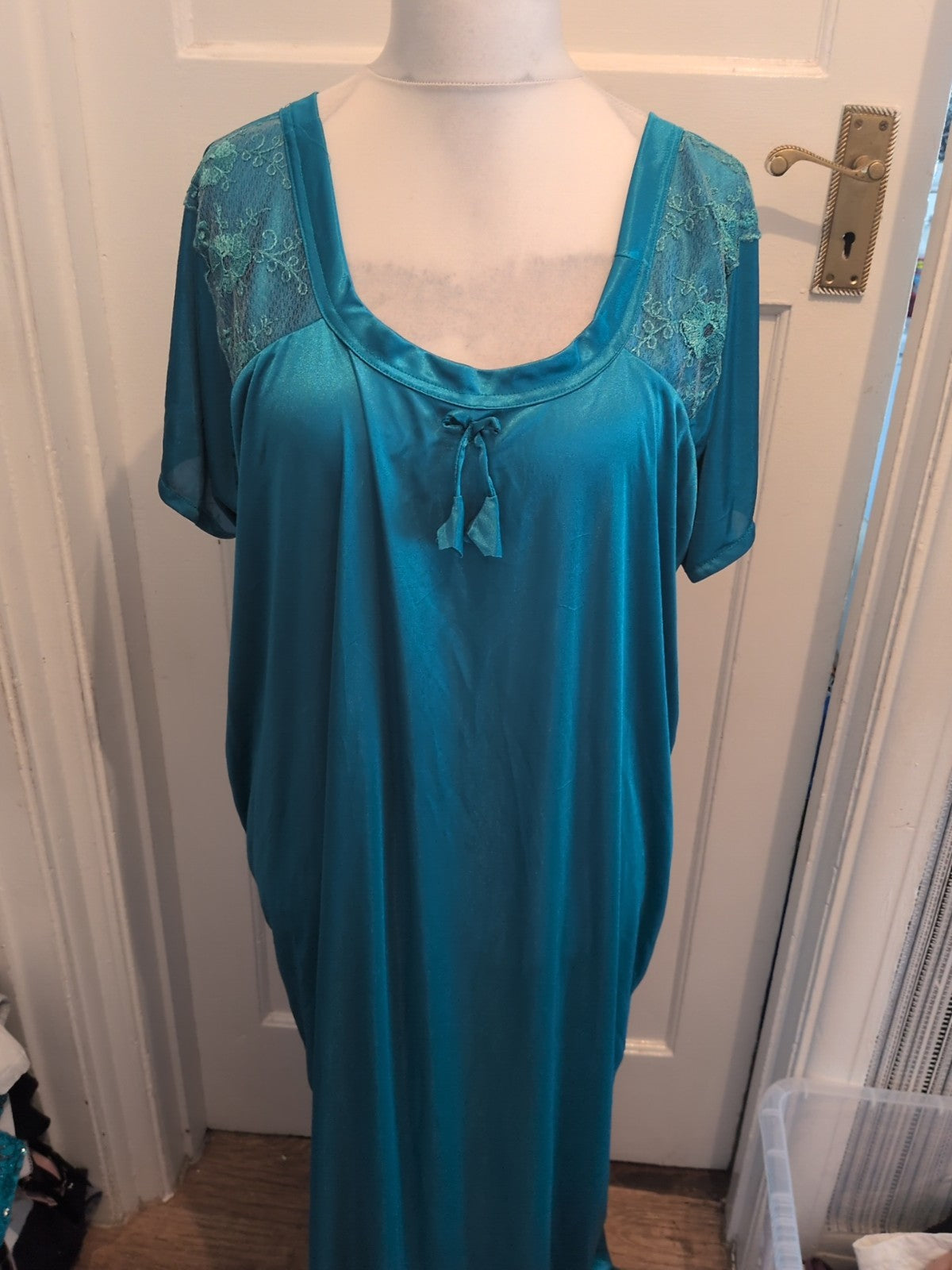 3XL Turquoise Long Length Short Sleeve Nighty