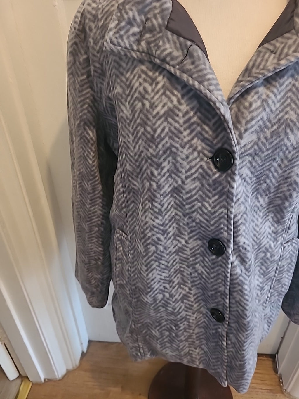 Ladies Anne De Lançay Coat Size Med Grey/white