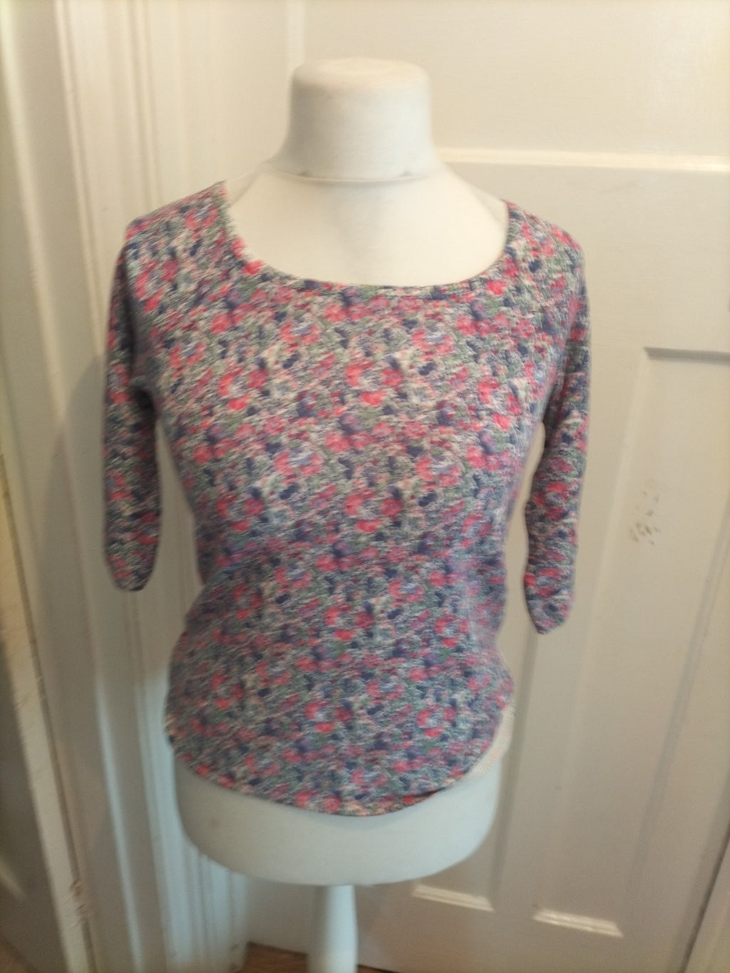 Fat Face 10 Multi Coloured Floral 3/4 Sleeve Blouse
