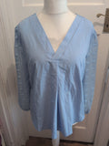 Ladies Size XL Blue Long Sleeve V Neck Blouse