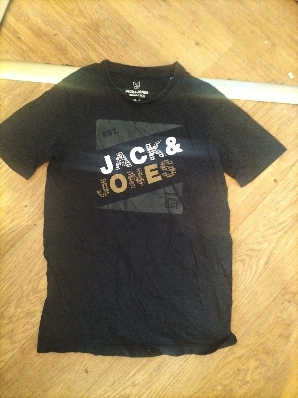 Jack Jones 12 Years Boys Black Print Short Sleeve T-shirt